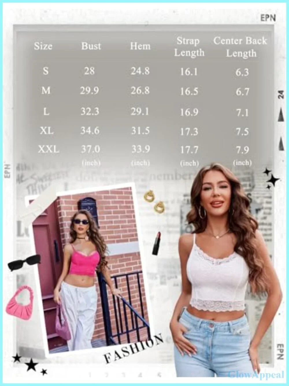Pack of 2 Lace Bralette Crop Top V Neck Tank Top Slim Camisole